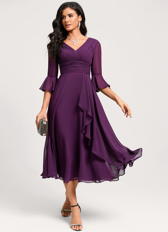 Robe Trapèze Florale Marine - gallery 7