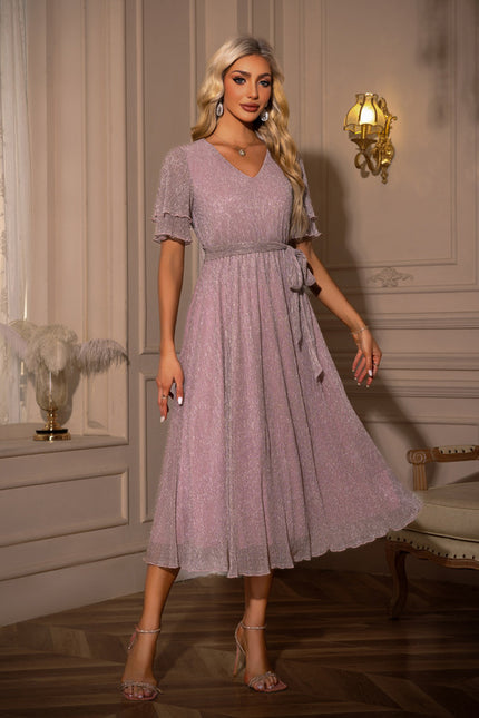 Robe Trapèze Tulle Rosée - gallery 2