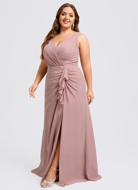 Robe Trapèze Longue Beige Élégante - gallery 9