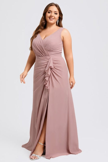 Robe Trapèze Longue Beige Élégante - gallery 9