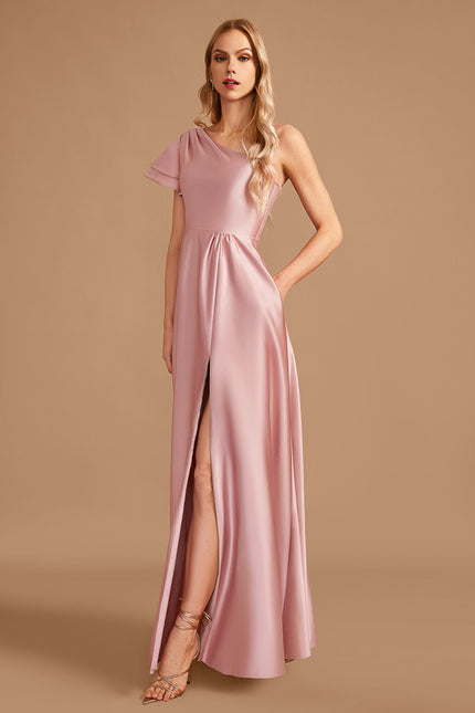 Robe Trapèze Rêve De Satin Rose - gallery 2