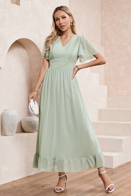 Robe Trapèze Verte Aérée - gallery 4