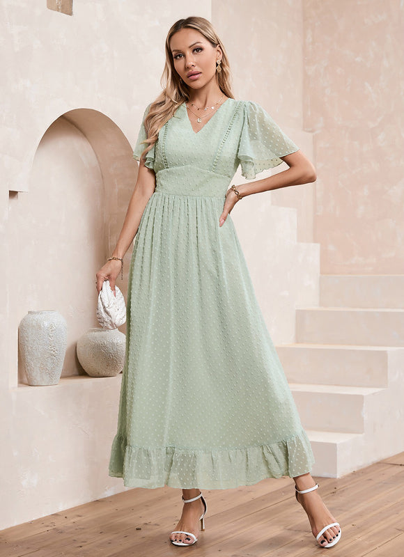 Robe Trapèze Verte Aérée - gallery 4