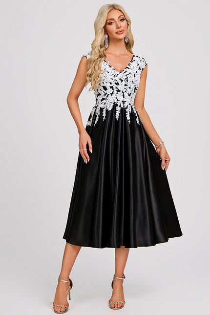 Robe Trapèze Satinée Noir Étoilé - gallery 2