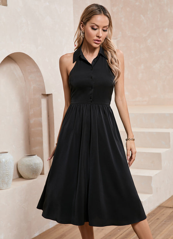 Robe Trapèze Chic Noir Épuré