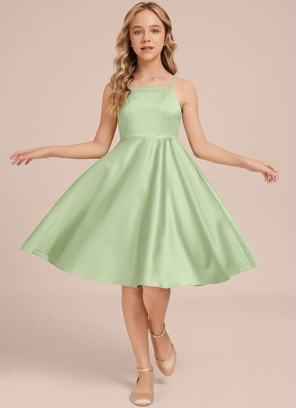 Robe Trapèze Satin Menthe Élégante