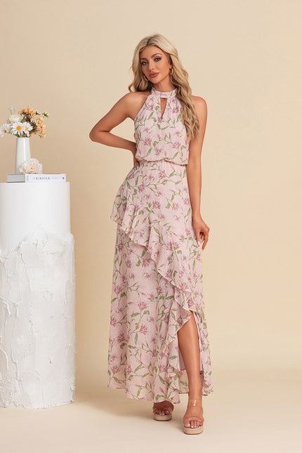 Robe Trapèze Éclat Floral Rose - gallery 1