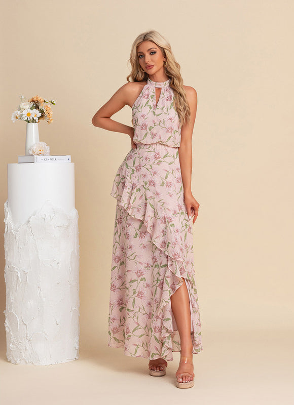 Robe Trapèze Éclat Floral Rose - gallery 1