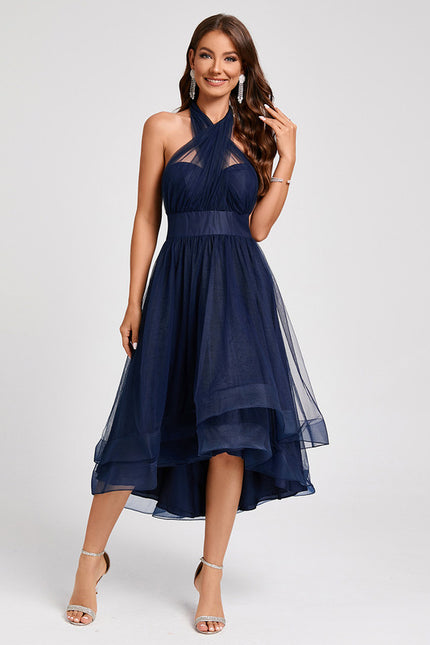 Robe Trapèze Élégance Marine Tulle - gallery 7