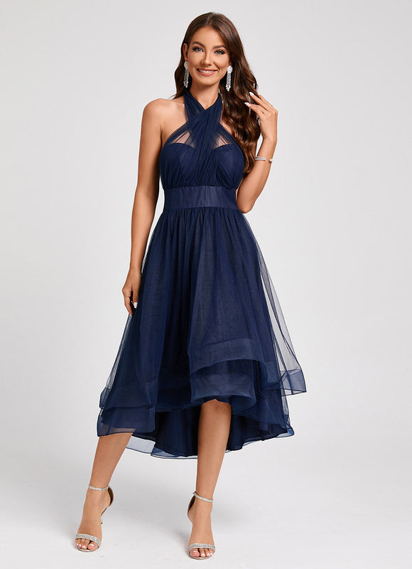 Robe Trapèze Élégance Marine Tulle - gallery 7