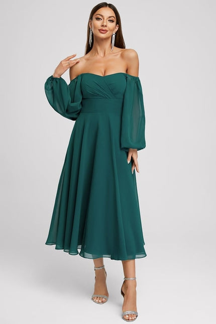 Robe Trapèze Émeraude Aérienne - gallery 2