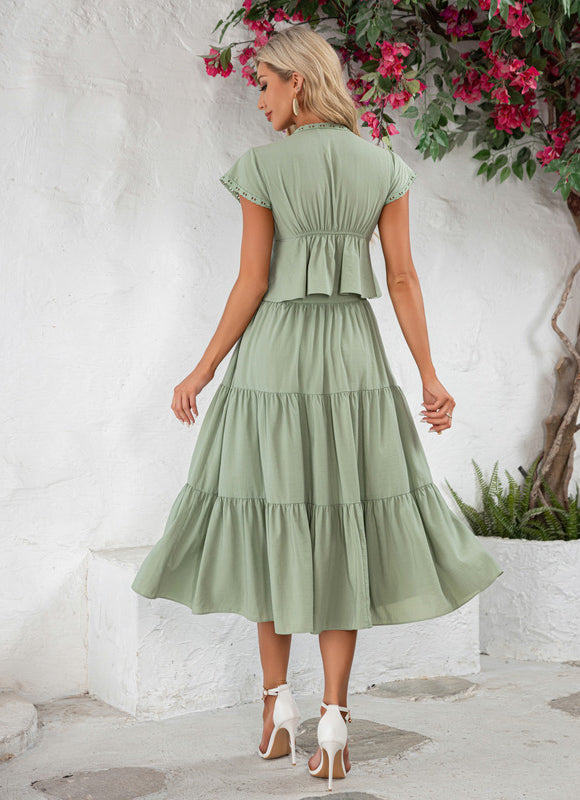 Robe Trapèze Vert Tendre - gallery 5