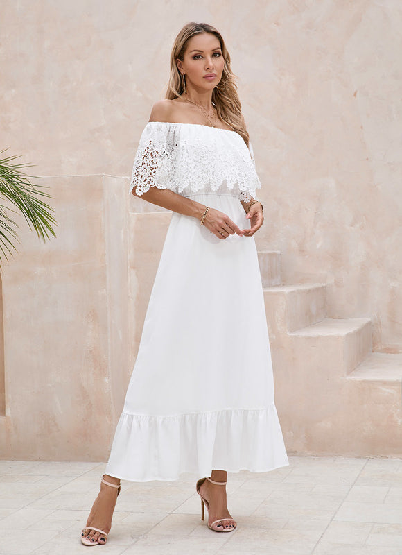 Robe Trapèze Blanche Bohème - gallery 6