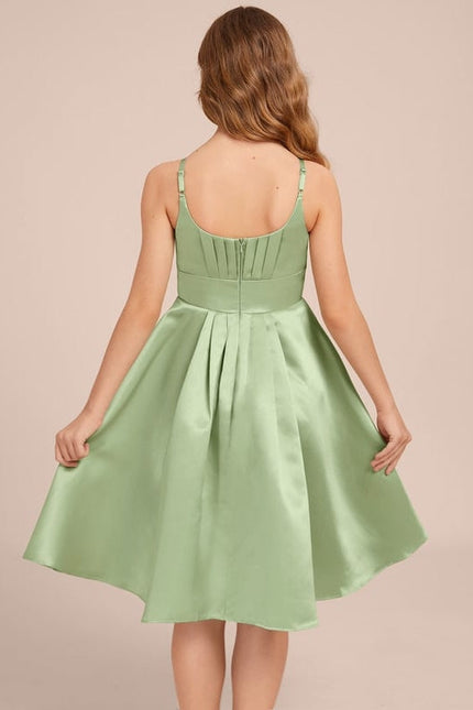 Robe Trapèze Satin Vert Tendre - gallery 1