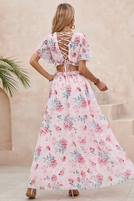Robe Trapèze Fleur Rose Éthérée - gallery 4