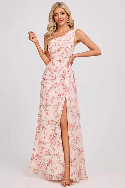 Robe Trapèze Asymétrique Beige - gallery 3
