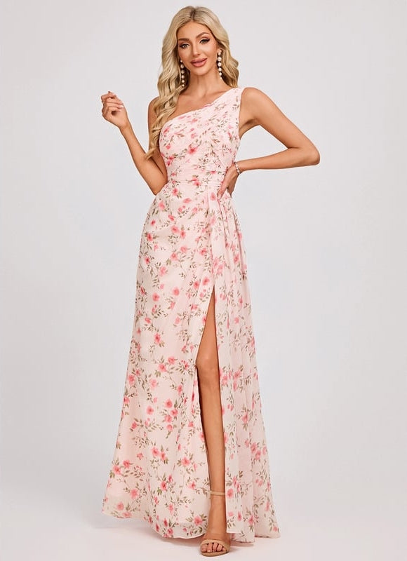 Robe Trapèze Asymétrique Beige - gallery 3