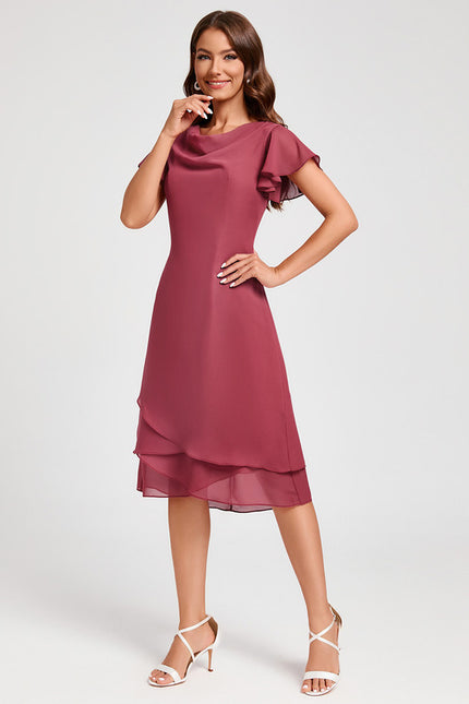 Robe Trapèze Satin Rosé