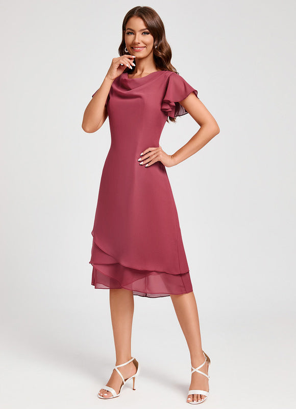 Robe Trapèze Satin Rosé