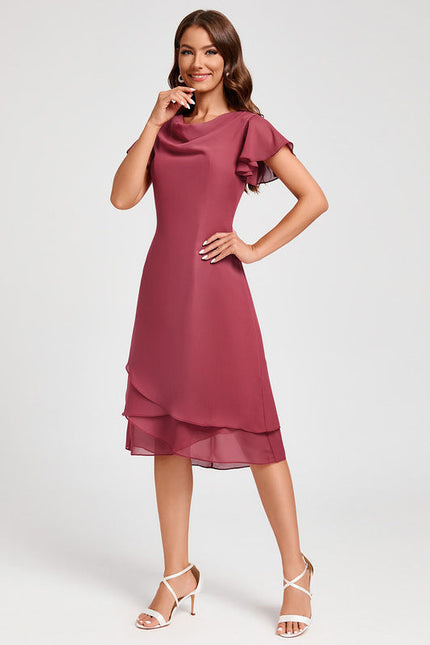Robe Trapèze Satin Rosé