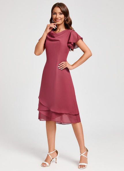 Robe Trapèze Satin Rosé