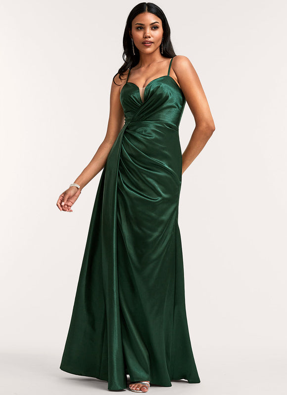 Robe Trapèze Satin Doré Élégante - gallery 4