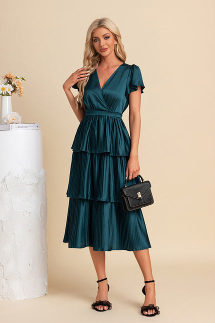 Robe Trapèze Satinée Ondulée - gallery 6