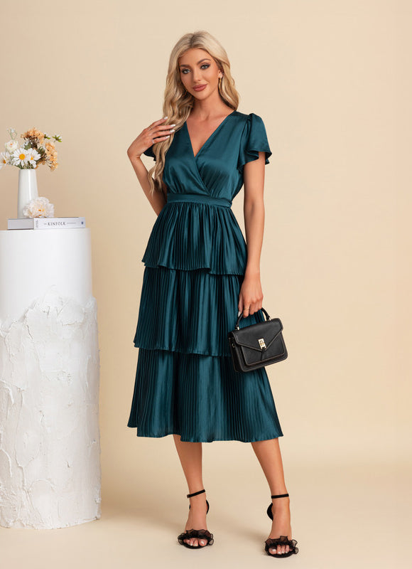 Robe Trapèze Satinée Ondulée - gallery 6