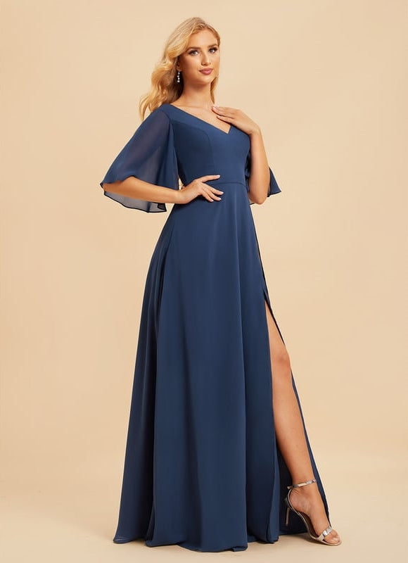 Robe Trapèze Longue Beige Élégante - gallery 3