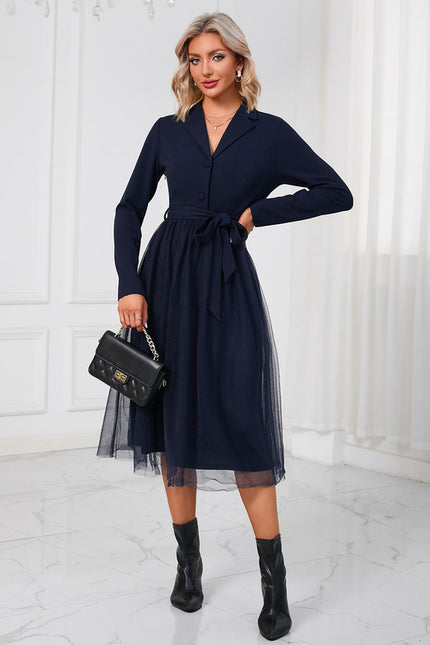 Robe Trapèze Élégante Structurelle - gallery 1