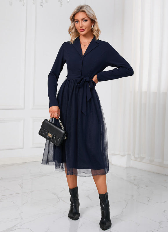 Robe Trapèze Élégante Structurelle - gallery 1