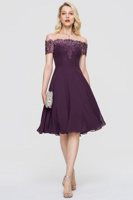 Robe Trapèze Violet Élégance Chic - gallery 1
