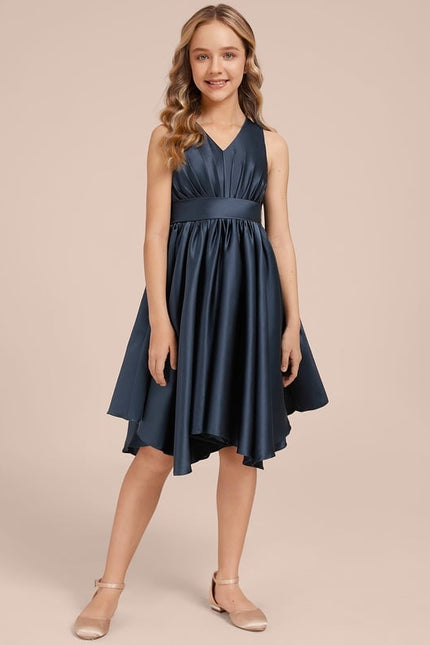 Robe Trapèze Satin Marine Chic - gallery 1