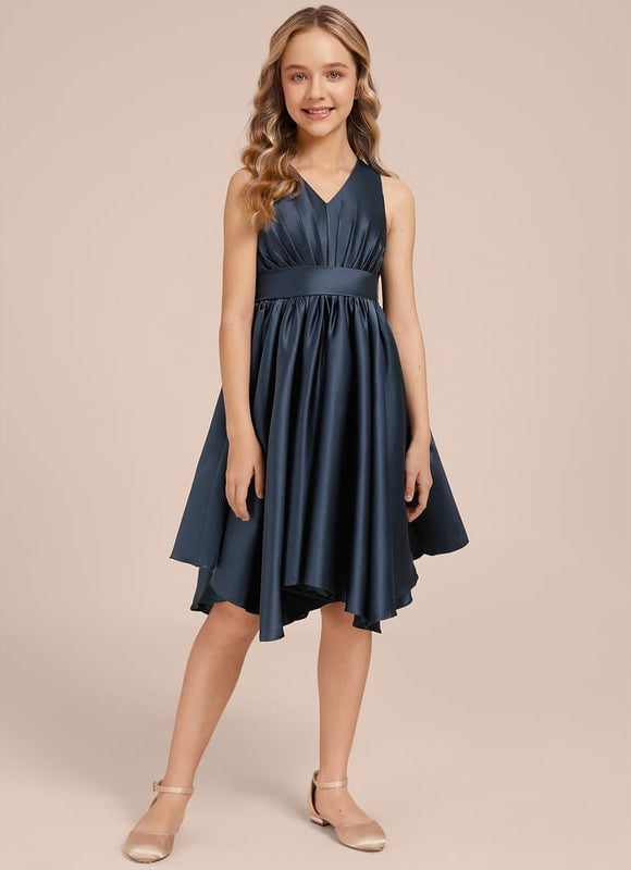 Robe Trapèze Satin Marine Chic - gallery 1