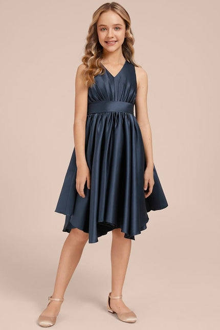 Robe Trapèze Satin Marine Chic - gallery 1