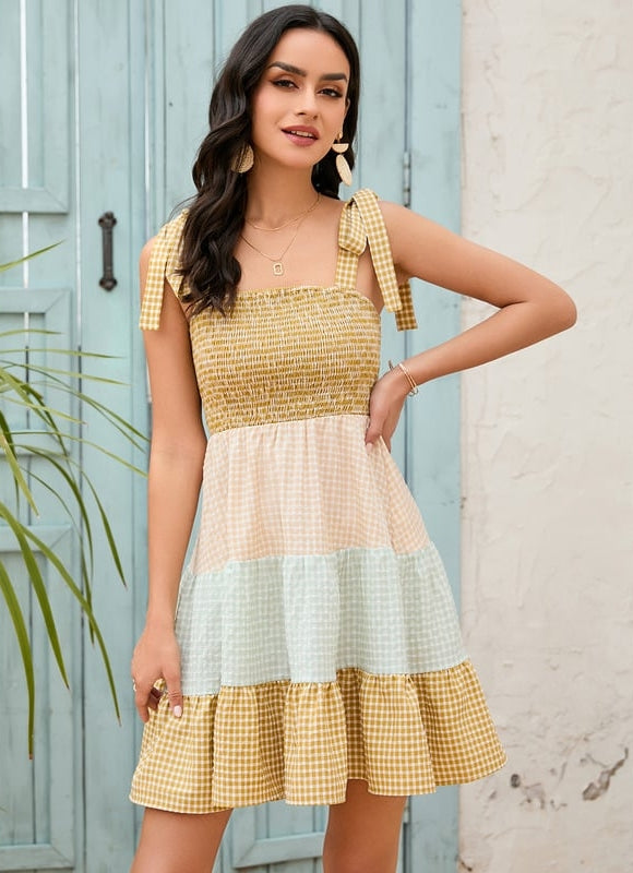 Robe Trapèze Éclat De Gingham - gallery 5