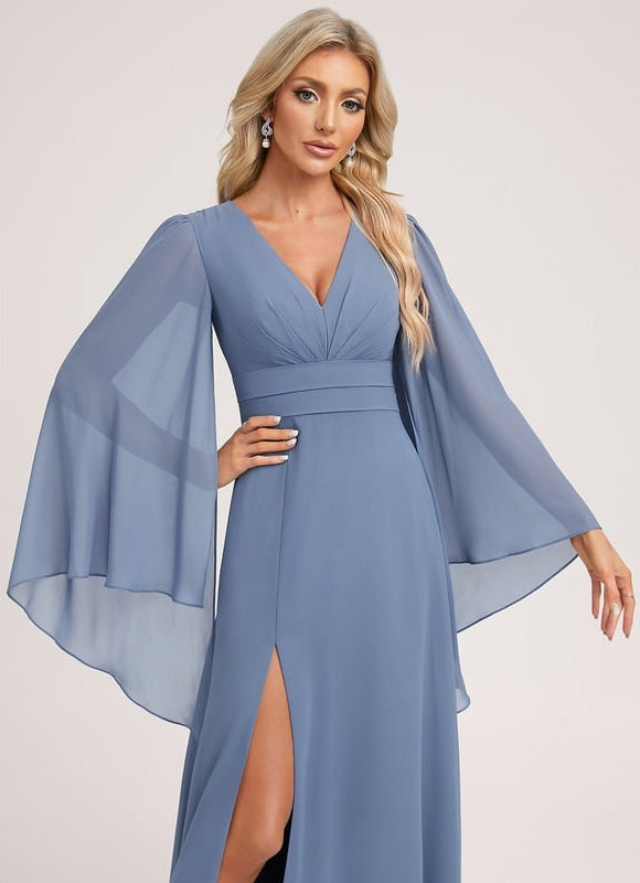 Robe Trapèze Longue Beige Élégante - gallery 5