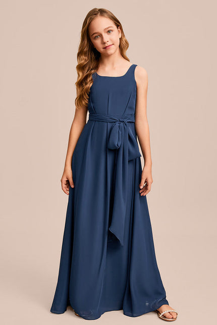 Robe Trapèze Mousseline Bleue - gallery 6