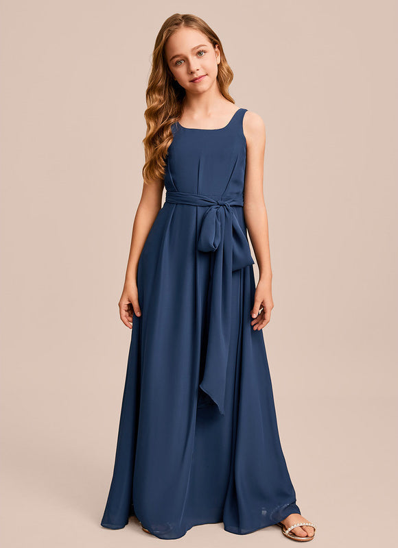 Robe Trapèze Mousseline Bleue - gallery 6