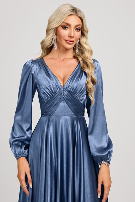 Robe Trapèze Satin Doré Élégante - gallery 4