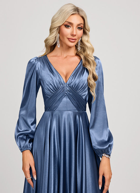 Robe Trapèze Satin Doré Élégante - gallery 4