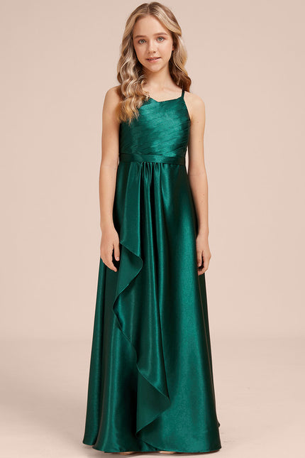 Robe Trapèze Satinée Longue Émeraude - gallery 1
