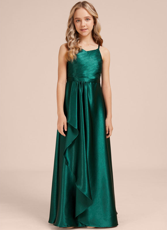 Robe Trapèze Satinée Longue Émeraude - gallery 1