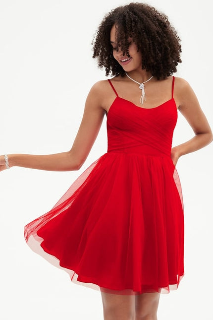 Robe Trapèze Rouge Tulle Aérien