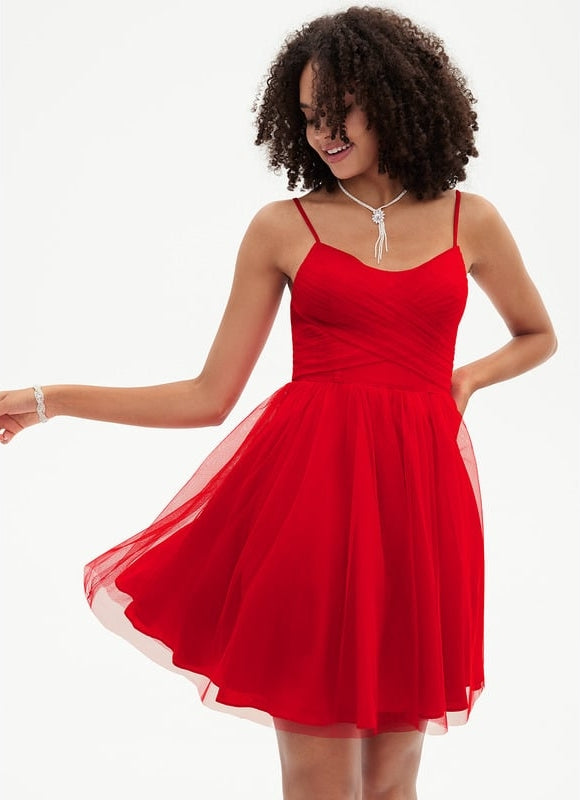 Robe Trapèze Rouge Tulle Aérien