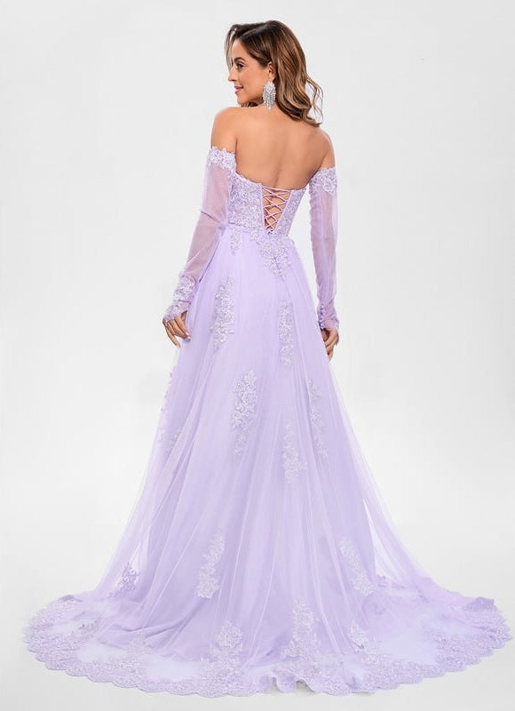 Robe Trapèze Lavande Élégante - gallery 1