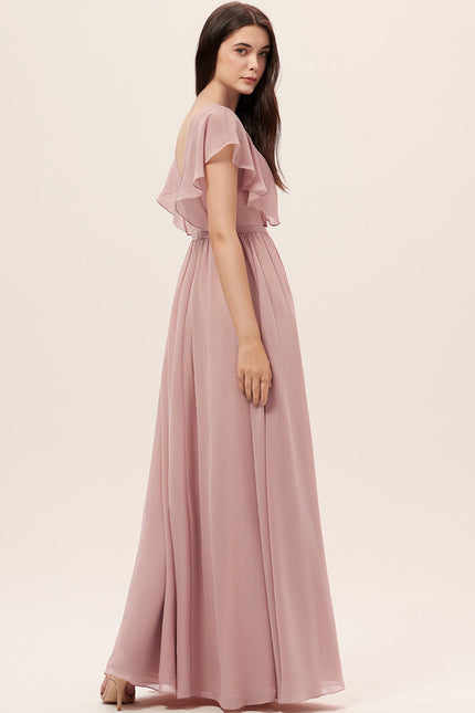 Robe Trapèze Longue Beige Élégante - gallery 1