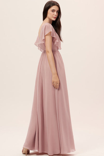 Robe Trapèze Longue Beige Élégante - gallery 1