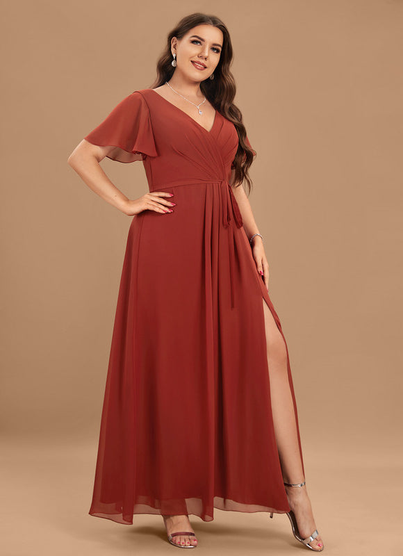 Robe Trapèze Longue Beige Élégante - gallery 8