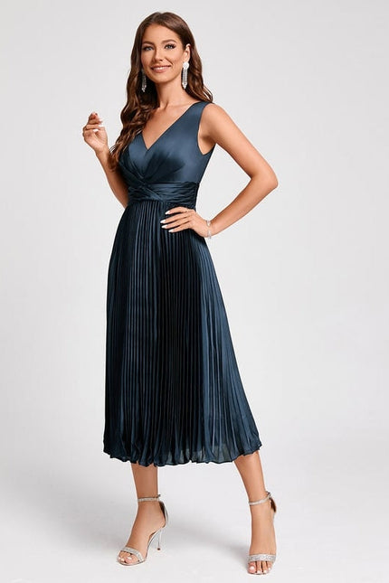 Robe Trapèze Plissée Satinée - gallery 4